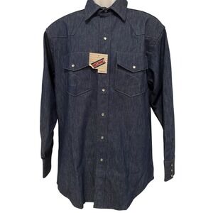 Vintage Big Mac Men Shirt M Denim Pearl Snap Long Sleeve Western Rodeo Ranchwear